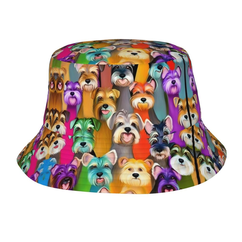 FRESQA Oil Cute Schnauzer Dogs Adult Sunshade Fisherman's Hat,This Hat is Suitable for Camping,Fishing,Or Any Outdoor Activity