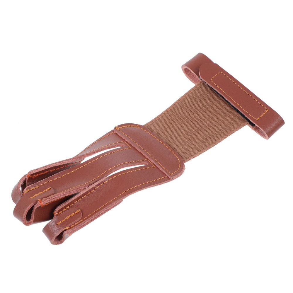 Anneome Handed Finger Tab for Women Brown Cow Leather Finger Protector Recurve Bow Arrow Efficient Finger Protection Gear