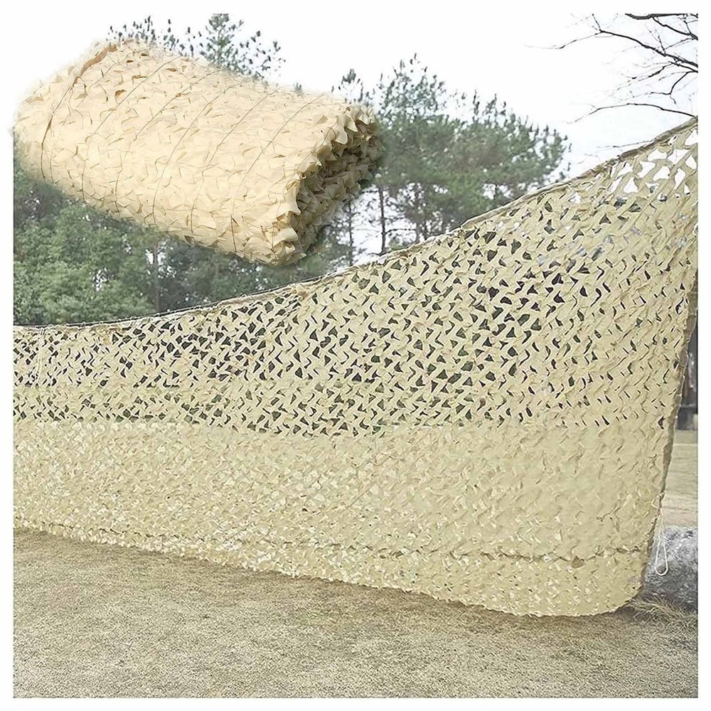 ACHZYFT Beige Camo Netting, Lightweight Oxford Fabric Durable Camo Net for Sunshade Camping Shooting Hunting2x5M,2x6M,2x8M,3x3M,4x5M,4x6M,6x6M,7x7M,10x10M(Size:2mX5m)
