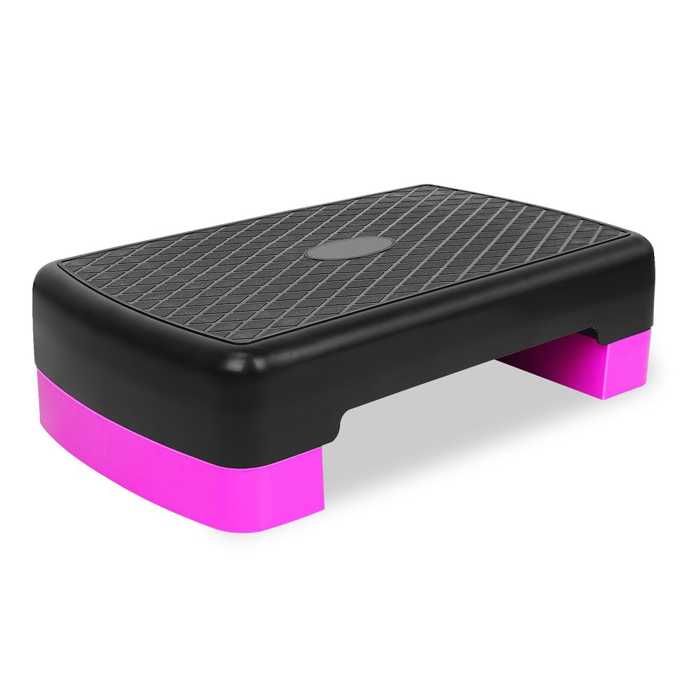 HaoKang Height-Adjustable 4"-6" Step Aerobics Platform Fitness Equipment Stepper Trainer Exercise Step Platform with 2 Riser