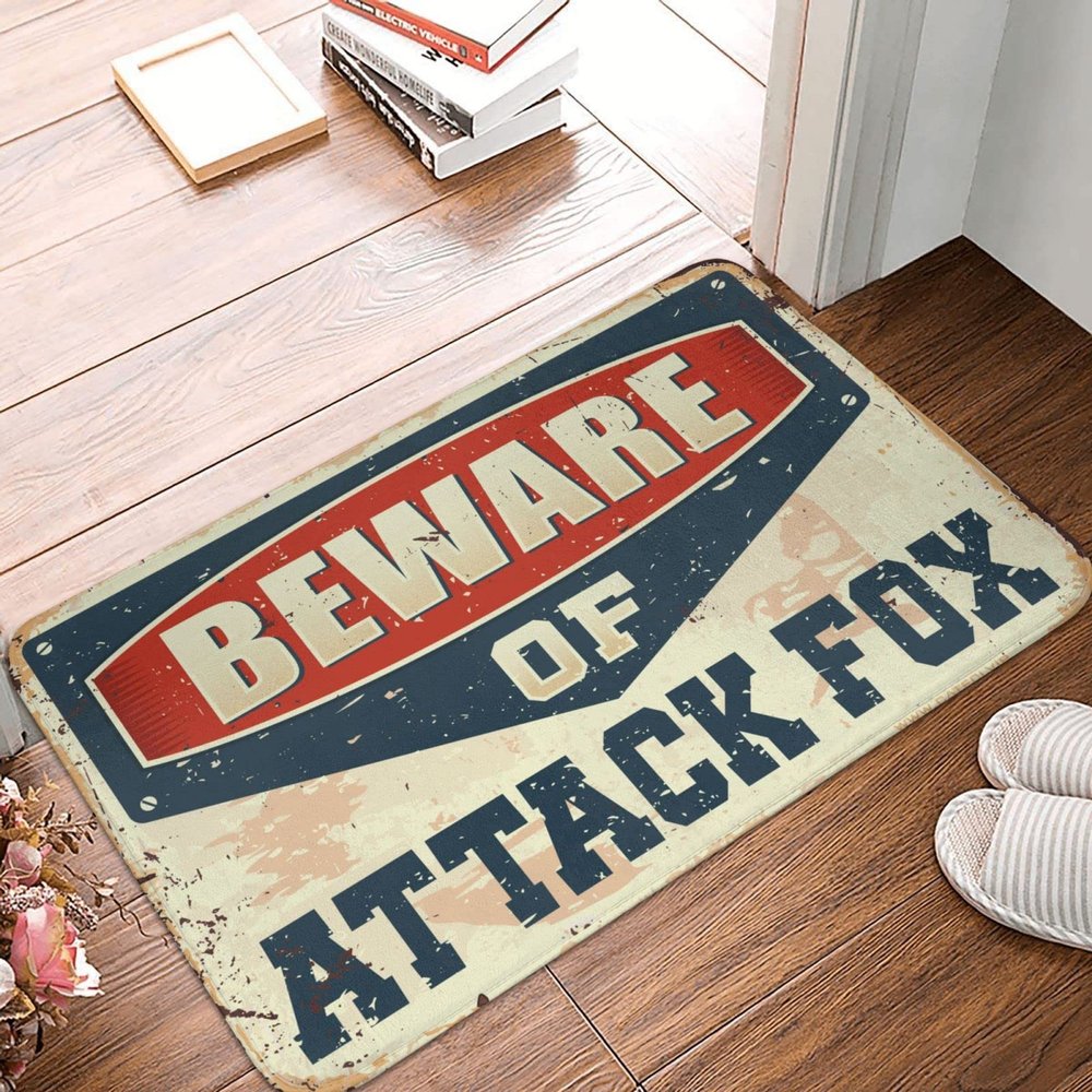Doormat Fall Beware of Attack Fox Rug Anti Slip Mat Fall Mats for Front Door (Size : 50X80CM)