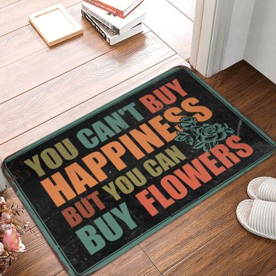Doormat Fall You Can't Buy Happiness But You Can Buy Flowers Rug Anti Slip Mat Fall Mats for Front Door (Size : 50X80CM)