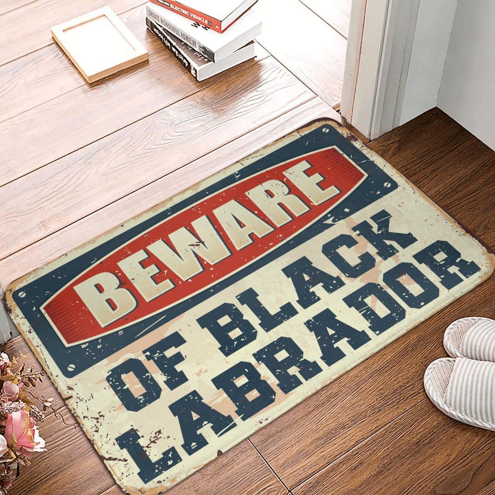Doormat Fall Beware of Black Labrador Rug Anti Slip Mat Fall Mats for Front Door (Size : 65X90CM)