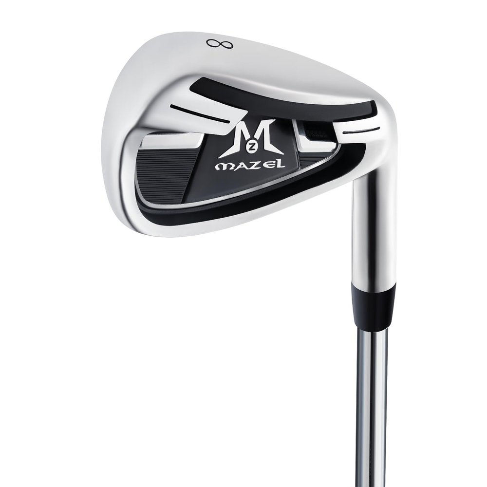 MAZEL Golf Individual Iron 1,2,3,4,5,6,7,8,9, Golf Iron with Steel Shafts for Right Handed Golfers (Stainless Steel,Black Silver, 8 Iron, Stiff, Right)