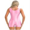 Miutii Women's Satin Glossy One Piece Swimsuit Monokini Tank Leotard Boyleg Beach Bathing Suits Pink X-Large view 2