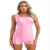Miutii Women's Satin Glossy One Piece Swimsuit Monokini Tank Leotard Boyleg Beach Bathing Suits Pink X-Large view 4