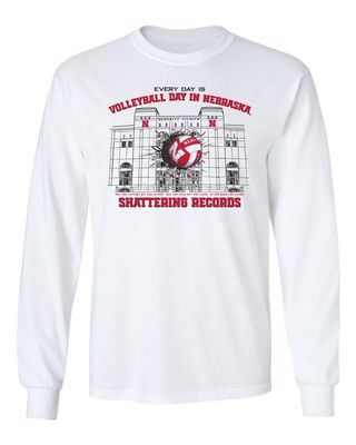 CornBorn Nebraska Mens T Shirt - Long Sleeve - Volleyball Day in Nebraska - White - 3X