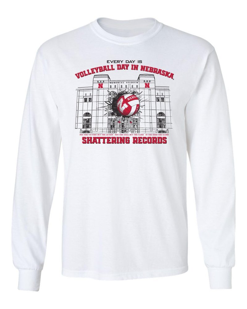 CornBorn Nebraska Mens T Shirt - Long Sleeve - Volleyball Day in Nebraska - White - 3X