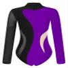 easyforever Womens Shiny Rhinestone Long Sleeve Dance Costume Ballet Dance Leotards Gymnastics Bodysuit Tops Black&Purple Large view 4
