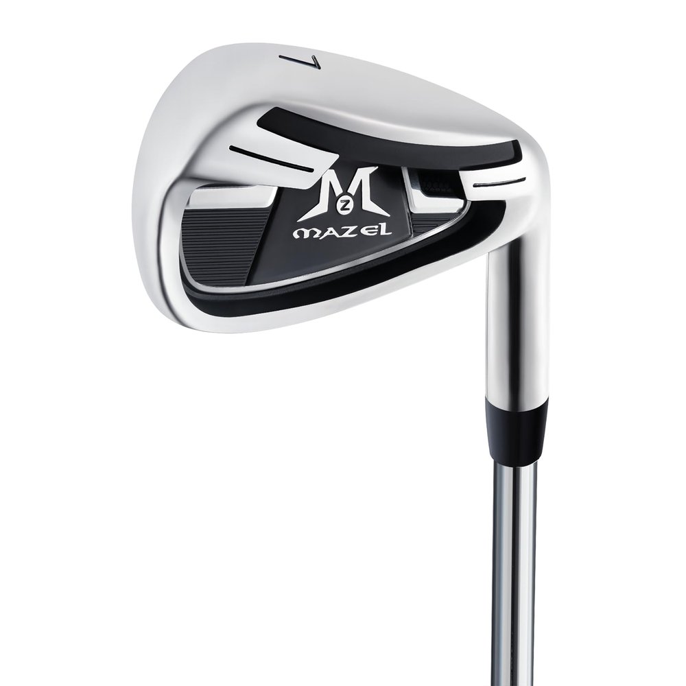 MAZEL Golf Individual Iron 1,2,3,4,5,6,7,8,9, Golf Iron with Steel Shafts for Right Handed Golfers (Stainless Steel,Black Silver, 7 Iron, Stiff, Right)