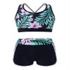Nikiikoo Kids Girls 2 Piece Tankini Set Crop Top with Shorts Swimsuit Tracksuit for Gymnastics/Sports/Dance/Swimming B#Lily01 16 Years view 1