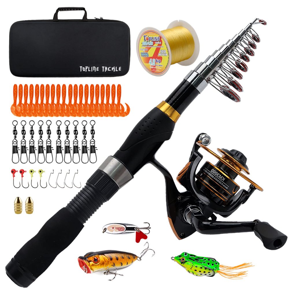 Collapsible Fishing Rod and Reel Combo, BalanZze Telescopic Fishing Rod with Spinning Reel, Portable Collapsible Fishing Pole Kit for Saltwater and Freshwater  Ideal Fishing Gift