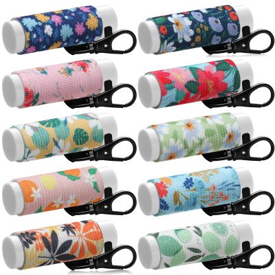 Sureio 10 Pack Lip Balm Holder Keychain Christmas Lip Gloss Holder Keychain Gifts Elastic Lipstick Sleeve Clip for Women(Vintage Style)