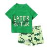Boy Swimming Suit 14 16 Toddler Boys Bathing Suit Letter Short Sleeve Swimwear Dinosaur Swim Green (Green, 18-24 Months) view 1