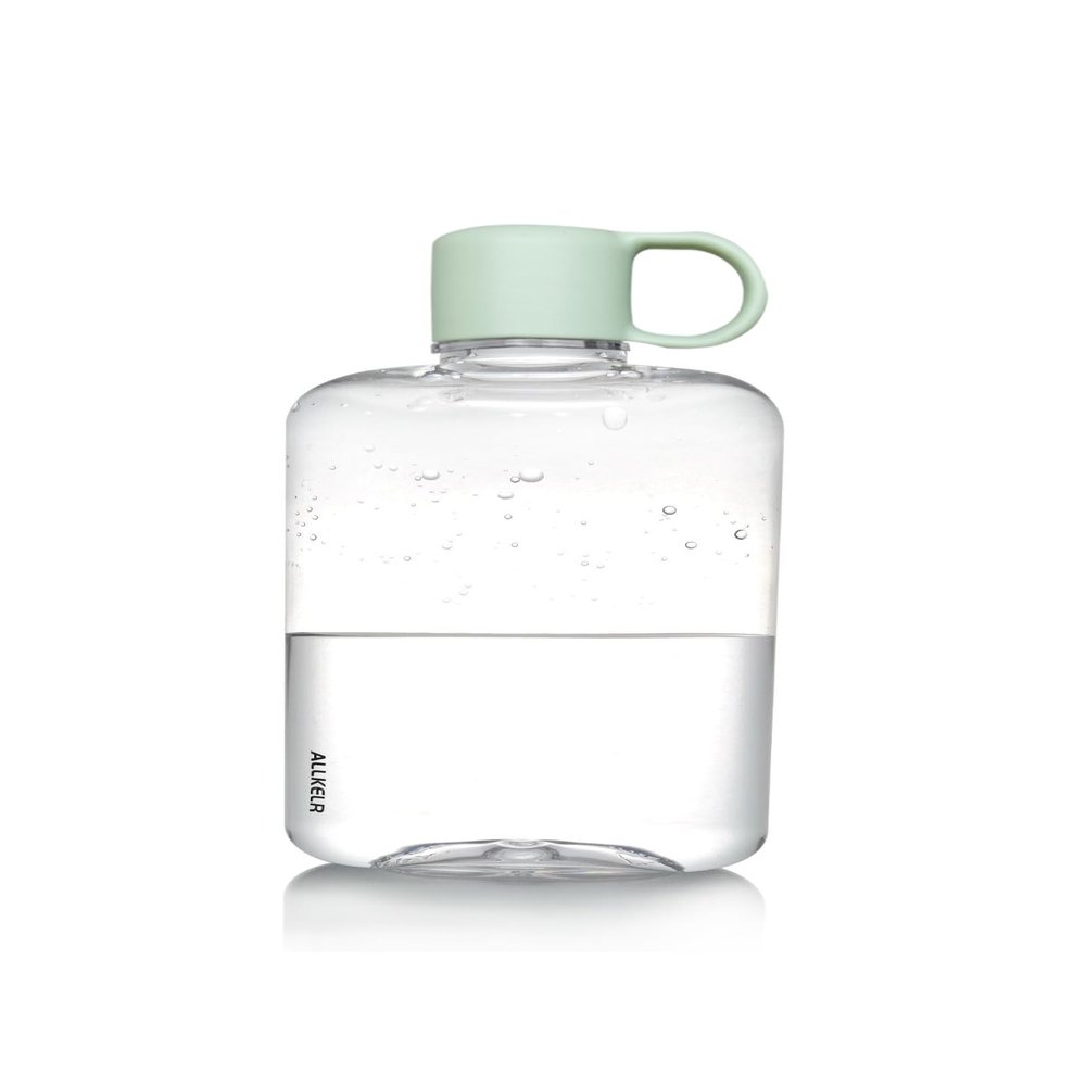 ALLKELR Portable Flat Water Bottle, BPA Free Tritan Plastic Travel Water Bottle for Camping, Fitness, Outdoor Sports, Fits Purse and Pocket (Green, 12.2 oz)