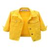 Unilexi Women's 3/4 Sleeve Colored Cropped Denim Jacket Light Wash Short Jean Jacket Trucker Coat(0096-Yellow-XS) view 1