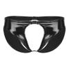 YiZYiF Men's Vinyl Low Waisted Boxer Shorts Press Button Bulge Pouch Lingerie Shorts Underwear 3# Black X-Large view 1
