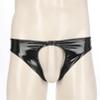 YiZYiF Men's Vinyl Low Waisted Boxer Shorts Press Button Bulge Pouch Lingerie Shorts Underwear 3# Black X-Large view 2