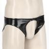 YiZYiF Men's Vinyl Low Waisted Boxer Shorts Press Button Bulge Pouch Lingerie Shorts Underwear 3# Black X-Large view 3