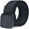 Fabric Belt Women/Men 120cm Nylon Belts Canvas Belt Jeans Buckle, Adjustable Belt Strap Black view 1