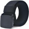 Fabric Belt Women/Men 120cm Nylon Belts Canvas Belt Jeans Buckle, Adjustable Belt Strap Black view 2