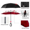 Wxjiahetai Inverted Umbrella, 49 Inch Double-Layer Vented Reverse Umbrella, Windproof Waterproof UV Protection, Lightweight C-Handle, Fiberglass Ribs, Steel Shaft, Travel/Commute/Car Use, With Sleeve view 3