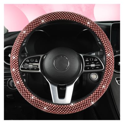 FUERU Car Steering Wheel Cover Set Car Steering Wheel Cover 14.58-15 Inches Exquisite Rhinestone Fashion Beautiful Car Interior (Color : 2#)