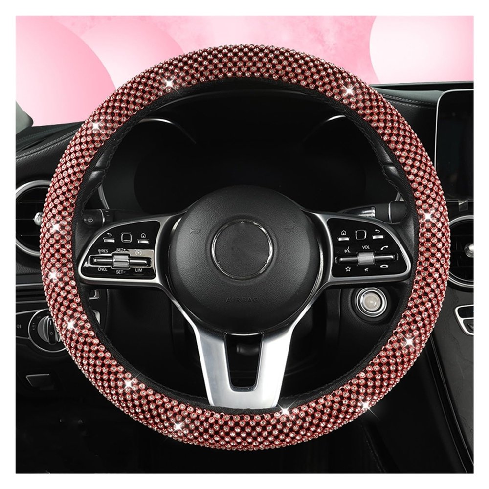 FUERU Car Steering Wheel Cover Set Car Steering Wheel Cover 14.58-15 Inches Exquisite Rhinestone Fashion Beautiful Car Interior (Color : 2#)