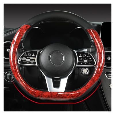 FUERU Car Steering Wheel Cover Set Car Steering Wheel Cover D Type 14.58-15 Inches Leather Crystal Wood Grain Fashion Car Interior (Color : 1#)