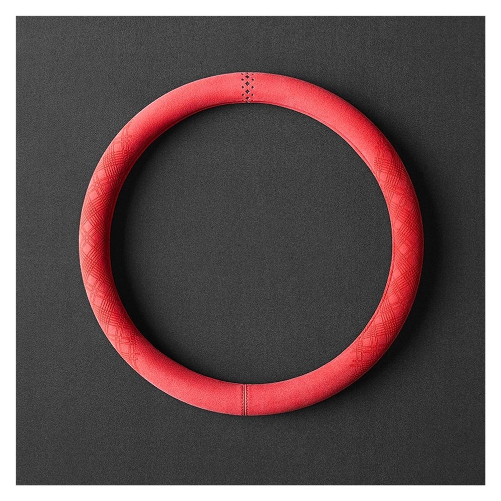 FUERU Car Steering Wheel Cover Set Car Steering Wheel Cover 14.5-15 Inches Genuine Leather Breathable Sweat-Absorbing Car Interior (Color : 4#)