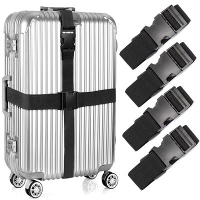4Pcs Luggage Straps for Suitcase Travel Accessories TSA Approved, 80In Long Belts to Keep Your Suitcase Secure, Adjustable Bag Straps with Quick-Release Buckle for Travel Bag Closure, Black
