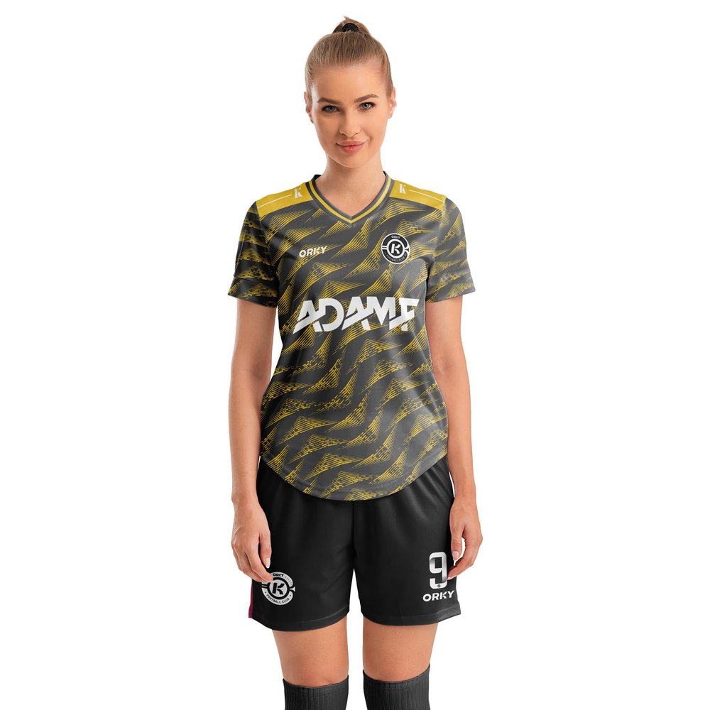 ORKY Custom Women Soccer Jersey, US Futbol Shirt Short Set, Personalize Name Team Sport Outfit(Black 2XS)