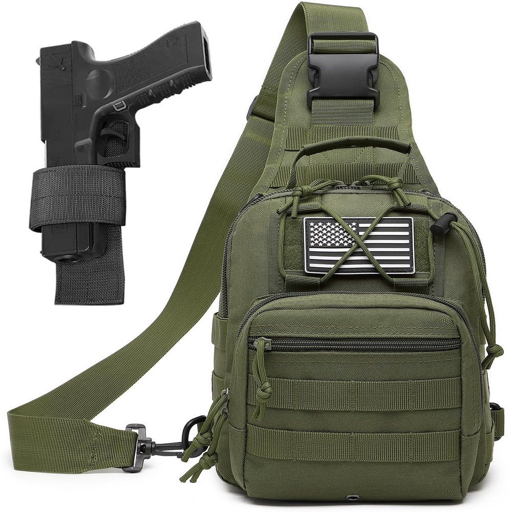 ATBP Small Tactical Sling Bag for Men with Holster Military EDC Shoulder Bag CCW Crossbody Bag 7 Liters