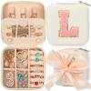 CHMI Travel Jewelry Case, White Travel Jewelry Box, Travel Jewelry Organizer, Travel Gifts for Women Girls, Jewelry Organizer Box, Birthday Gifts for Women, Christmas Gifts for Teens Girls - Initial L view 1