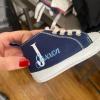Personalized Infant Soft Sole Shoes, Custom Baby Boy Shoes Newborn First Shoes Personalized Blue High Tops (Style 1) view 2