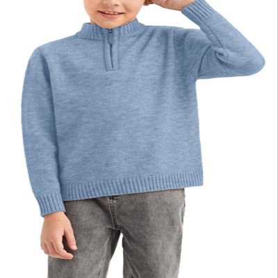 GAMISOTE Boys Sweater Quarter Zip Up Chunky Knit Mock Neck Warm Pullver Kids Knitwear