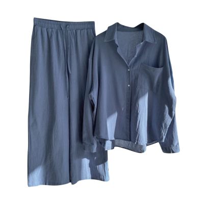 Women's Cotton Linen Two Piece Work Suits Summer Ladies Oversized Tops and Pants Sets Dressy Casual Solid Outfits