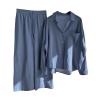 Women's Cotton Linen Two Piece Work Suits Summer Ladies Oversized Tops and Pants Sets Dressy Casual Solid Outfits view 1