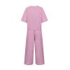 Women's Cotton Linen Two Piece Work Suits Summer Ladies Oversized Tops and Pants Sets Dressy Casual Solid Outfits view 4