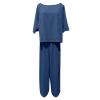 Women's Cotton Linen Two Piece Work Suits Summer Ladies Oversized Tops and Pants Sets Dressy Casual Solid Outfits view 2