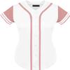 DIGITMON Women's Baseball Softball Jersey Button Down Premium Two-Stripe Sleeve Shirts Uniform WHITEPINK, X-Small view 1