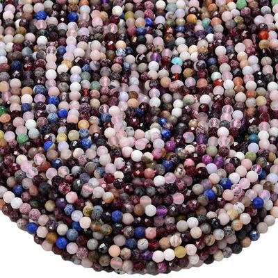 4MM Mix Stones Gemstone Natural Multi Color Micro Faceted Round Beads 15 inch Full Strand CHIK-STNRD-49308