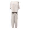 Women's Cotton Linen Two Piece Work Suits Summer Ladies Oversized Tops and Pants Sets Dressy Casual Solid Outfits view 2