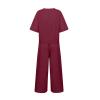 Women's Cotton Linen Two Piece Work Suits Summer Ladies Oversized Tops and Pants Sets Dressy Casual Solid Outfits view 4