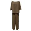 Women's Cotton Linen Two Piece Work Suits Summer Ladies Oversized Tops and Pants Sets Dressy Casual Solid Outfits view 2