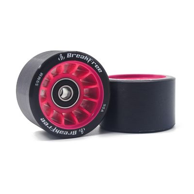 B BREAKFREE 8 Pack 90A Roller Skate Wheels 59mm x 38mm for Indoor Outdoor Skating With Bearings and Mounting Tools- High Rebound Smooth Roll for Quad Skates (pink)