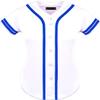 DIGITMON Women's Baseball Softball Jersey Button Down Premium Two-Stripe Sleeve Shirts Uniform WHITEROYAL2, 2X-Large view 1
