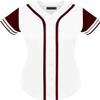 DIGITMON Women's Baseball Softball Jersey Button Down Premium Two-Stripe Sleeve Shirts Uniform WHITEBURGUNDY, Small view 2