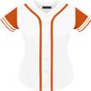 DIGITMON Women's Baseball Softball Jersey Button Down Premium Two-Stripe Sleeve Shirts Uniform WHITEORANGE, X-Large view 1