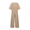Women's Cotton Linen Two Piece Work Suits Summer Ladies Oversized Tops and Pants Sets Dressy Casual Solid Outfits view 4